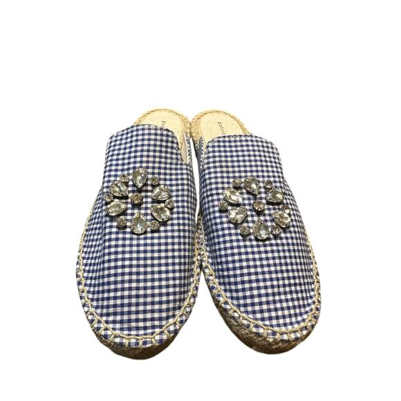 Patricia Green Gingham blue Glam Espadrille Mule 6.5 EUC - Picture 2 of 8